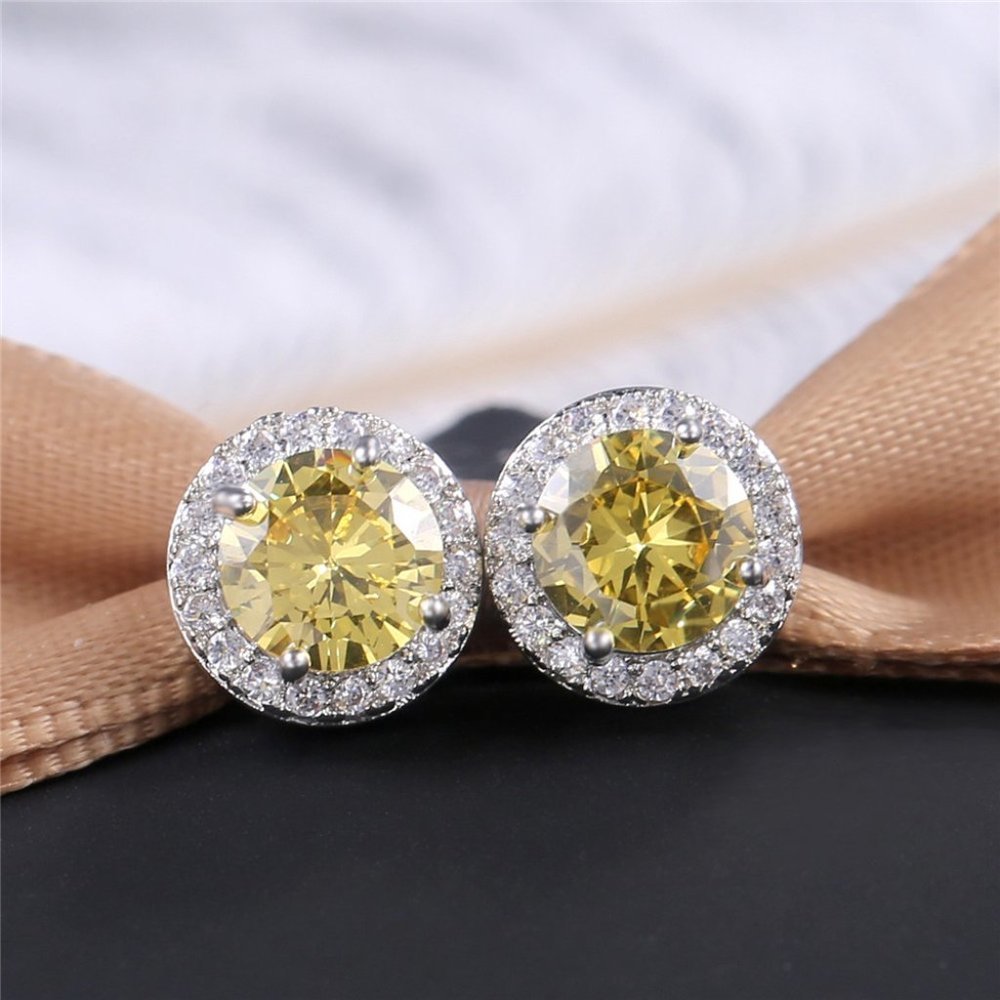 💎929 Silver Plated CZ Classic Stud Earrings for Women, UNVN12446